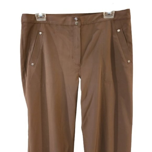 CHICO'S ZENGERGY Tan Nylon Lightweight Joggers Track Pants Size Large - Picture 2 of 9